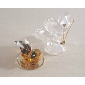 Swarovski Butterfly Crystal Figurine W Bumblebee Lot of 2 NO Box or COA
